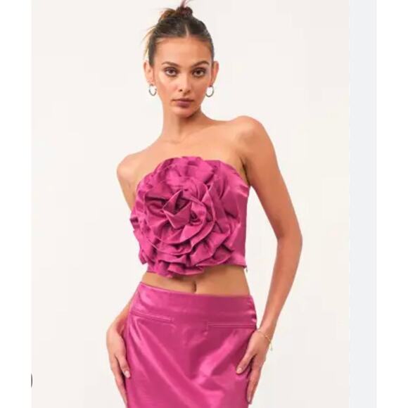 Loucia Tops - NWT Loucia Fiorello Rosette Corset Top - BERRY color - MED size - Reg Price $79
